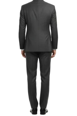 (50 Regular) Gray Regular Fit Wool Blend Windowpane 2 Piece Suit