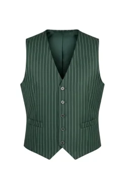 (44R) Hunter Green Regular Fit Bold Striped Vest and Pants