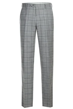(44R) Lozano Collection - Men's 2 Piece Regular Fit Gray Plaid Suit
