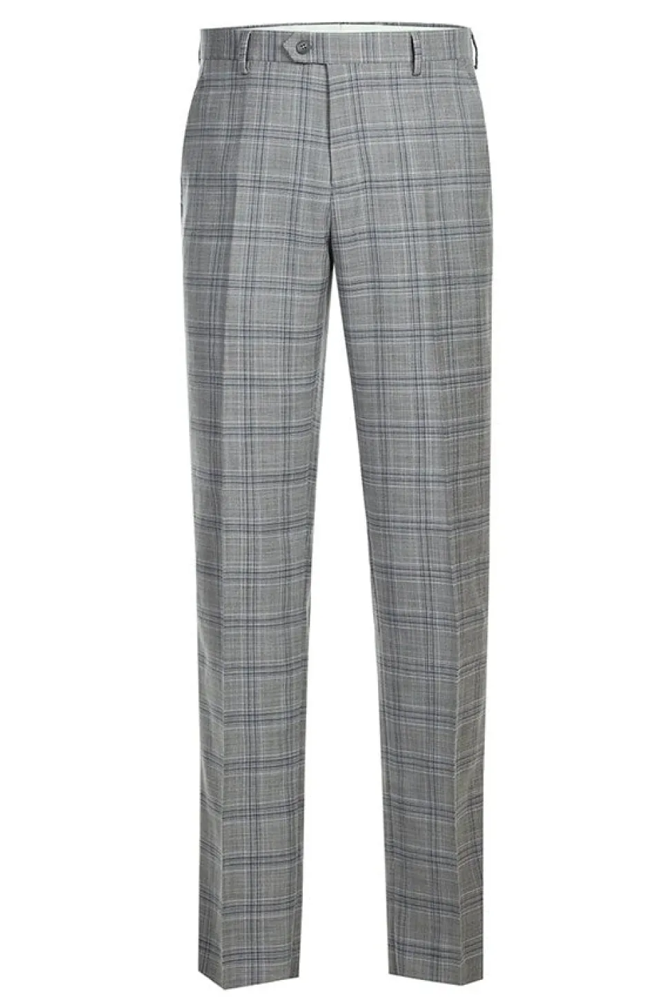 (44R) Lozano Collection - Men's 2 Piece Regular Fit Gray Plaid Suit