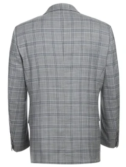 (44R) Lozano Collection - Men's 2 Piece Regular Fit Gray Plaid Suit