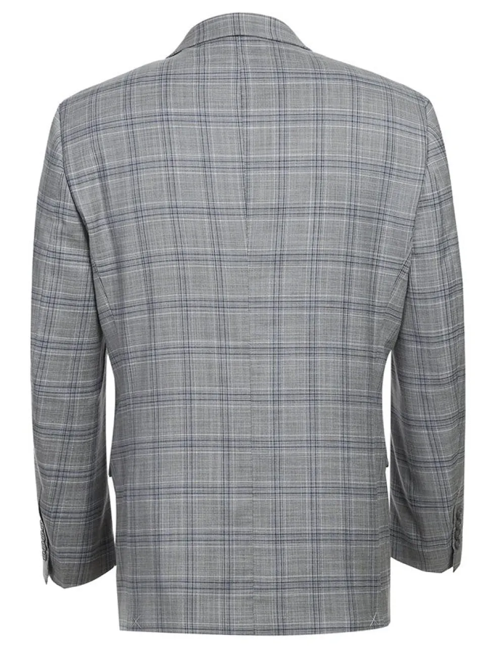 (44R) Lozano Collection - Men's 2 Piece Regular Fit Gray Plaid Suit