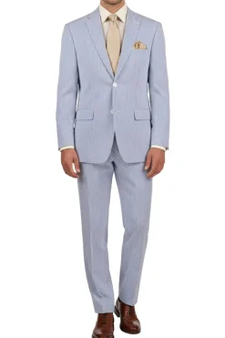 (52R) Navy Modern Fit Seersucker