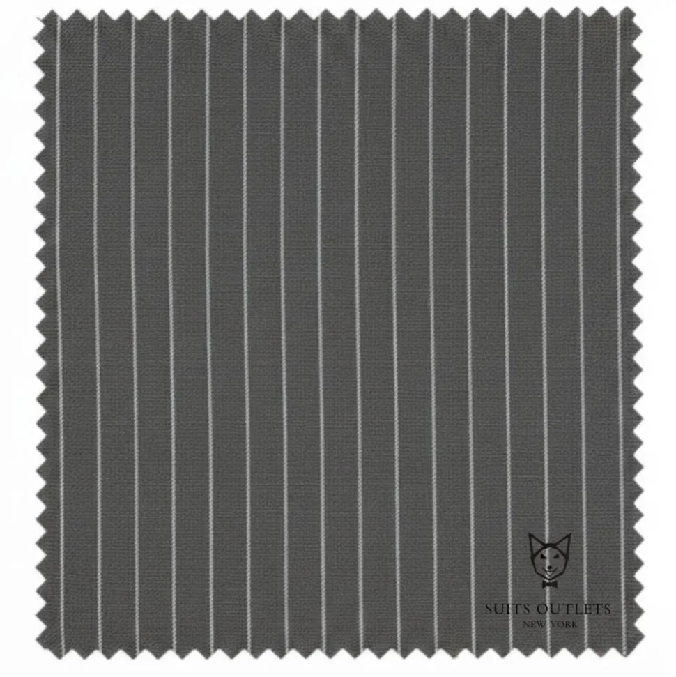 Rockefeller Collection - Double Breasted Stripe Suit Charcoal Regular Fit 2 Piece with Adjustable Waistband Pants