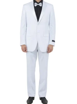 (38R) Regular Fit White 2 Piece Tuxedo With Slim Satin Lapel