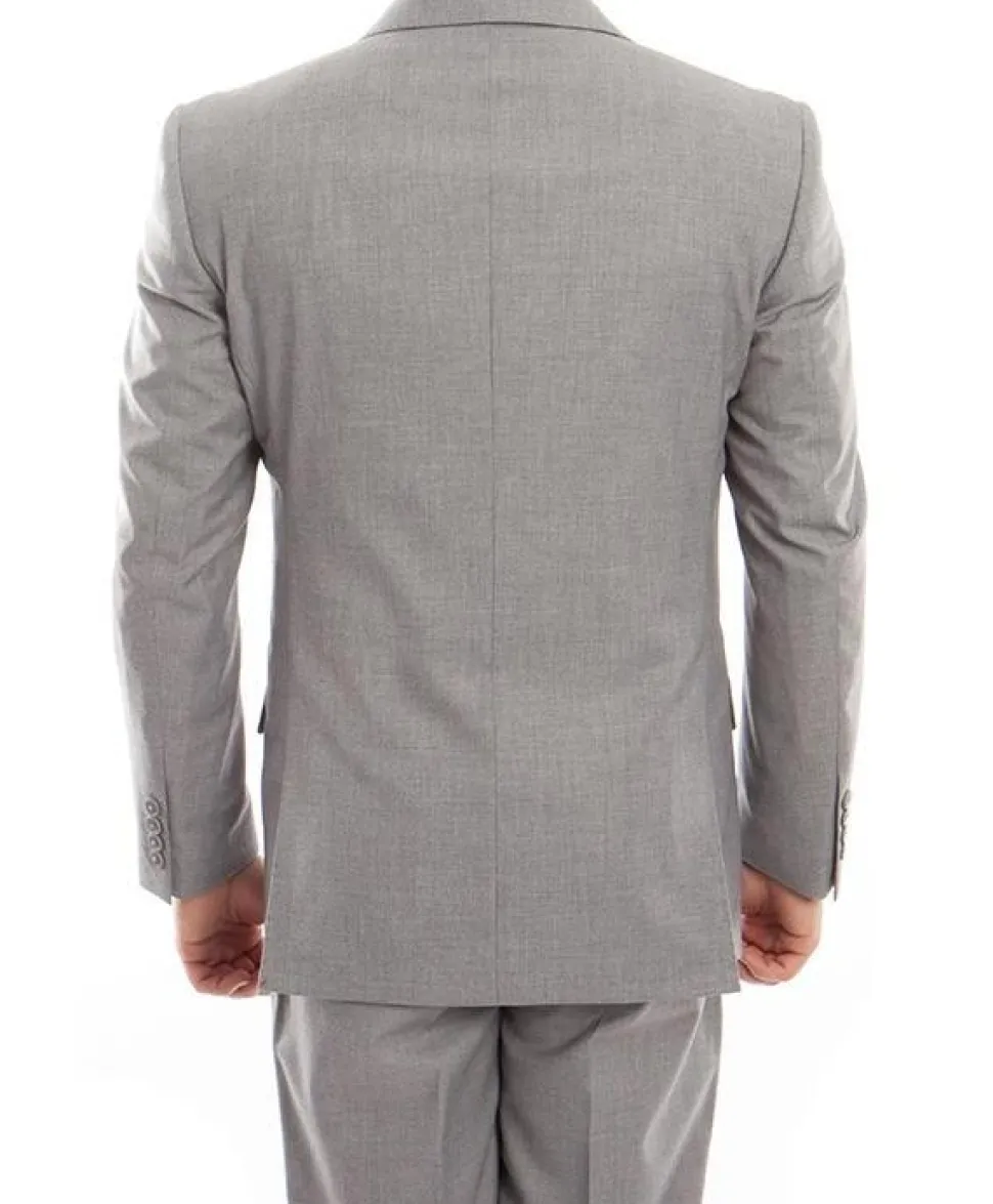 (36R, 44R, 46L) 100% Wool Modern Fit 2 Piece Gray Suit