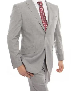 (36R, 44R, 46L) 100% Wool Modern Fit 2 Piece Gray Suit