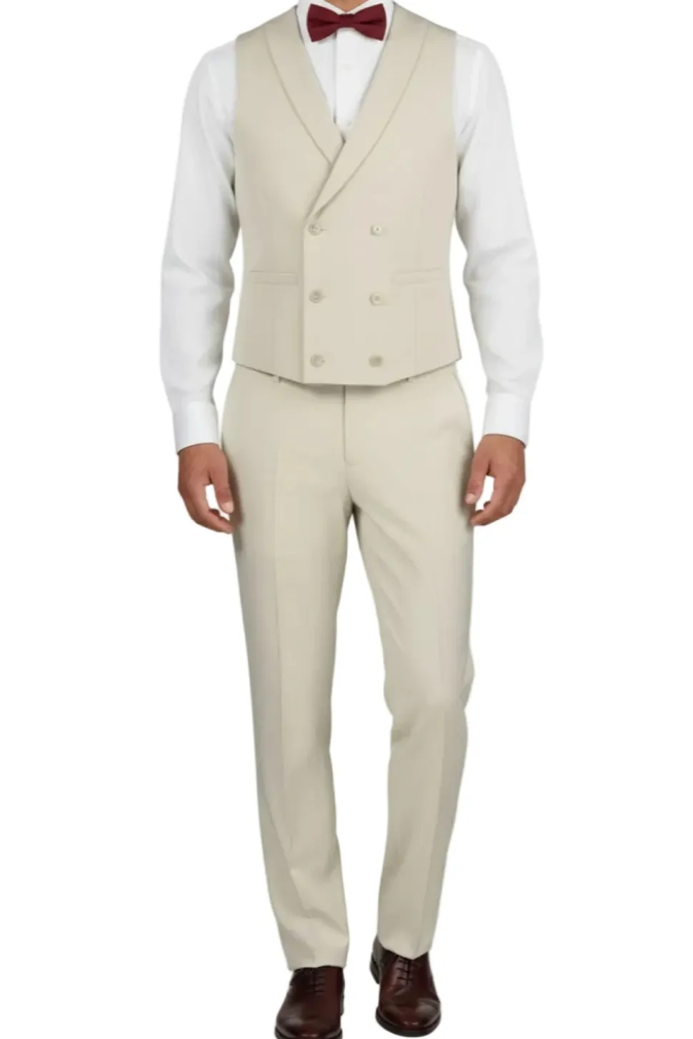 (44R) Slim Fit Ecru 3 Piece Tuxedo