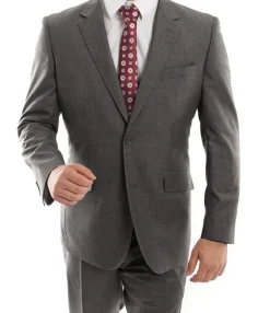 (44R,44S,48R,42S,46S) 100% Wool Suit Modern Fit Italian Style Blazer in Dark Gray