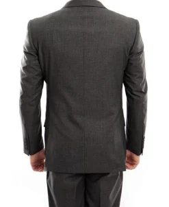 (44R,44S,48R,42S,46S) 100% Wool Suit Modern Fit Italian Style Blazer in Dark Gray