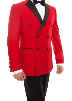 (46R, 46S) Slim fit Double Breasted Red Tuxedo
