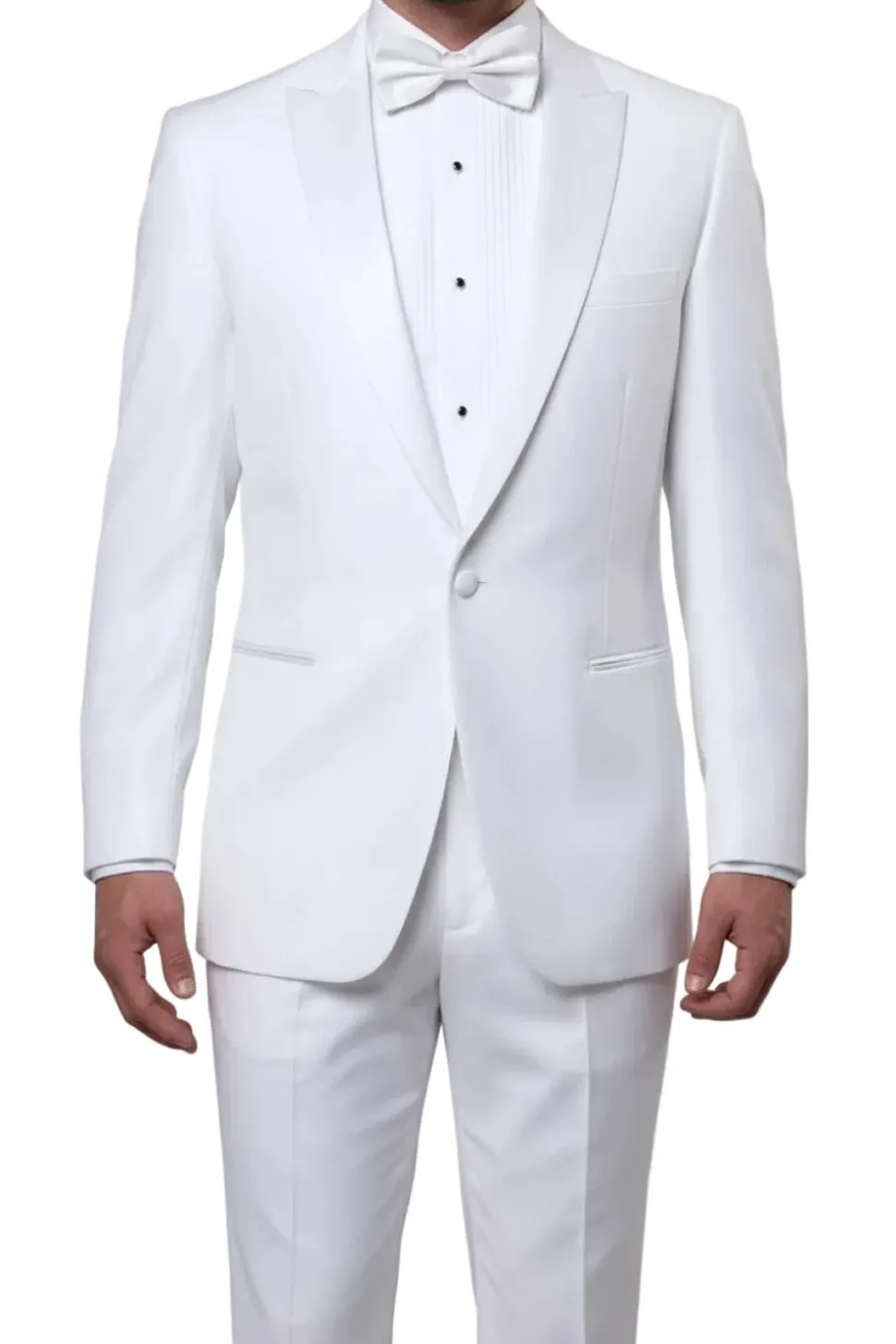 (36R, 40S, 44S) Slim Fit 2 Piece White Tuxedo