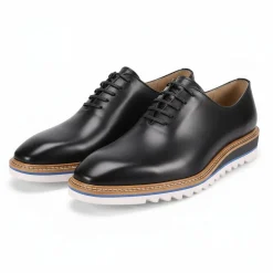 Ruben Collection - Charcoal Leather Plain Toe Shoes