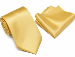 Satin Tie and Pocket Square Set - Gold