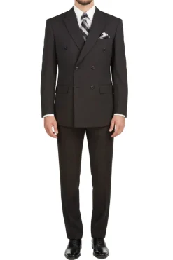 (40S) Black Regular Fit Double Breasted 2 Piece Suit