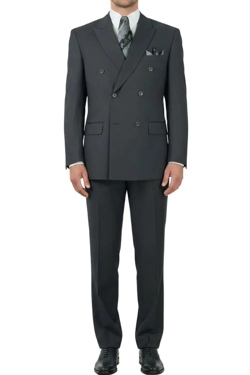 (38S) Charcoal Regular Fit Double Breasted 2 Piece Suit