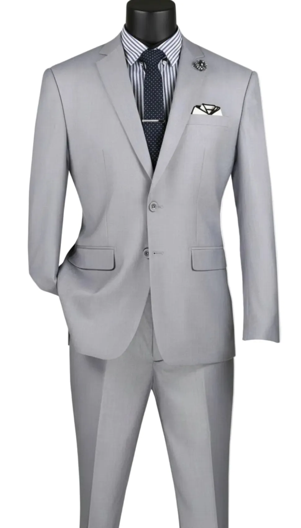 Slim Fit Men's Suit 2 Piece 2 Button in Light Gray