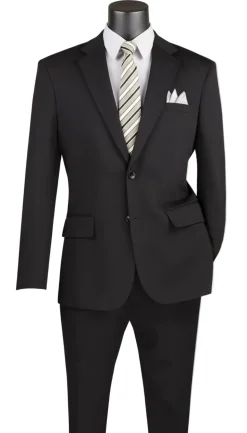 Slim Fit Men's Suit 2 Piece 2 Button in Black