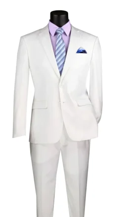 Slim Fit Men's Suit 2 Piece 2 Button in White