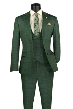 Slim Fit 3 Piece Stretch Fabric Suit in Green
