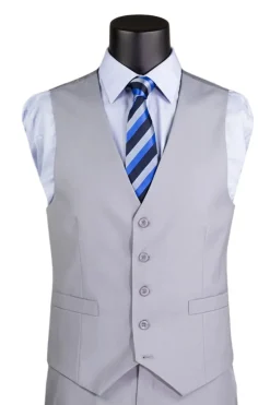 Slim Fit Suit 3 Piece 2 Button in Light Gray