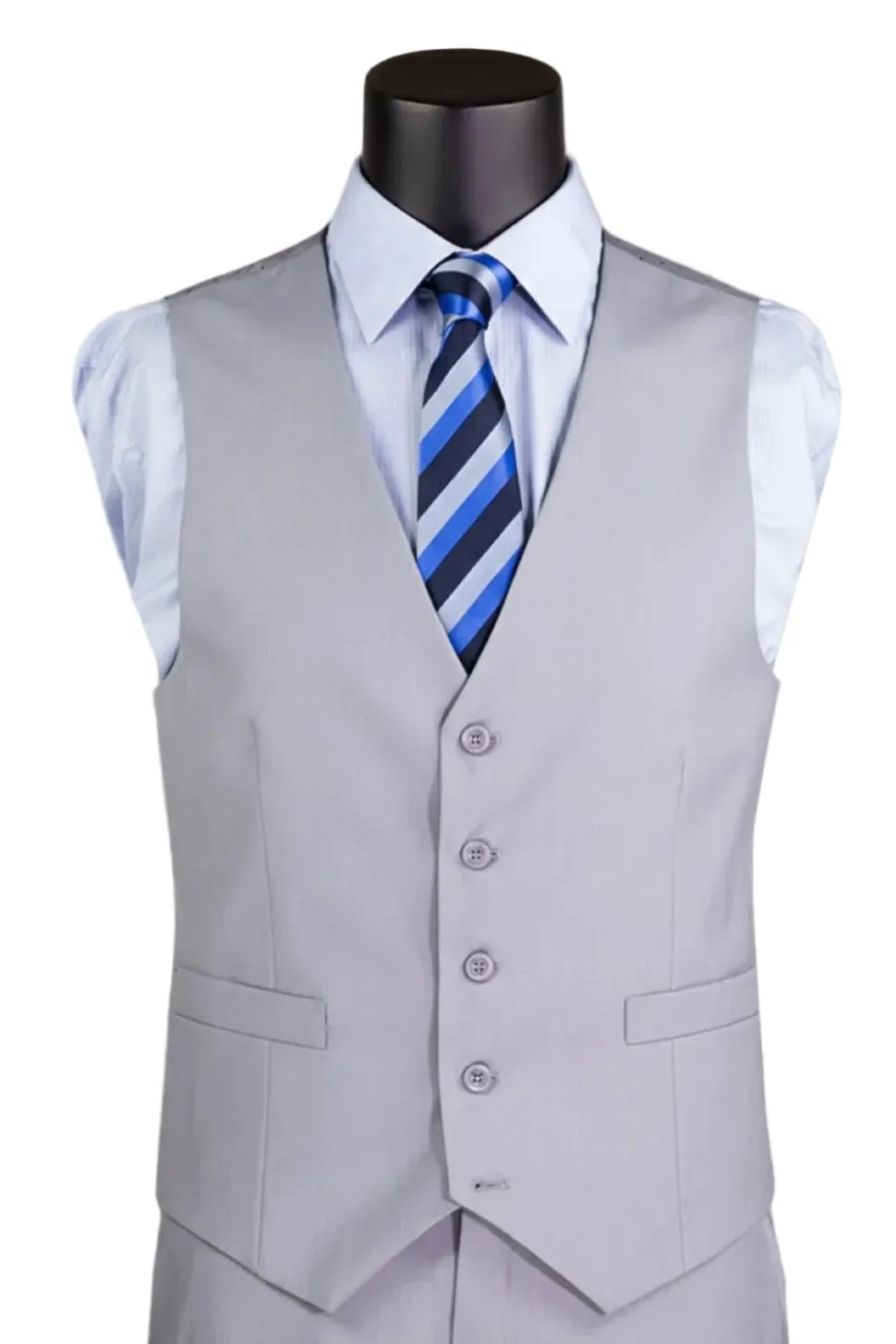 Slim Fit Suit 3 Piece 2 Button in Light Gray