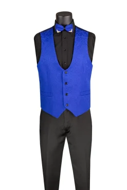 Slim Fit Tuxedo 3 Piece with Jacquard Pattern in Royal