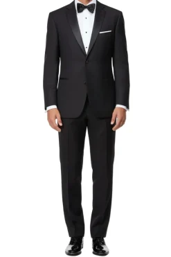 (36S) Regular Fit Black 2 Piece Tuxedo With Satin Lapel