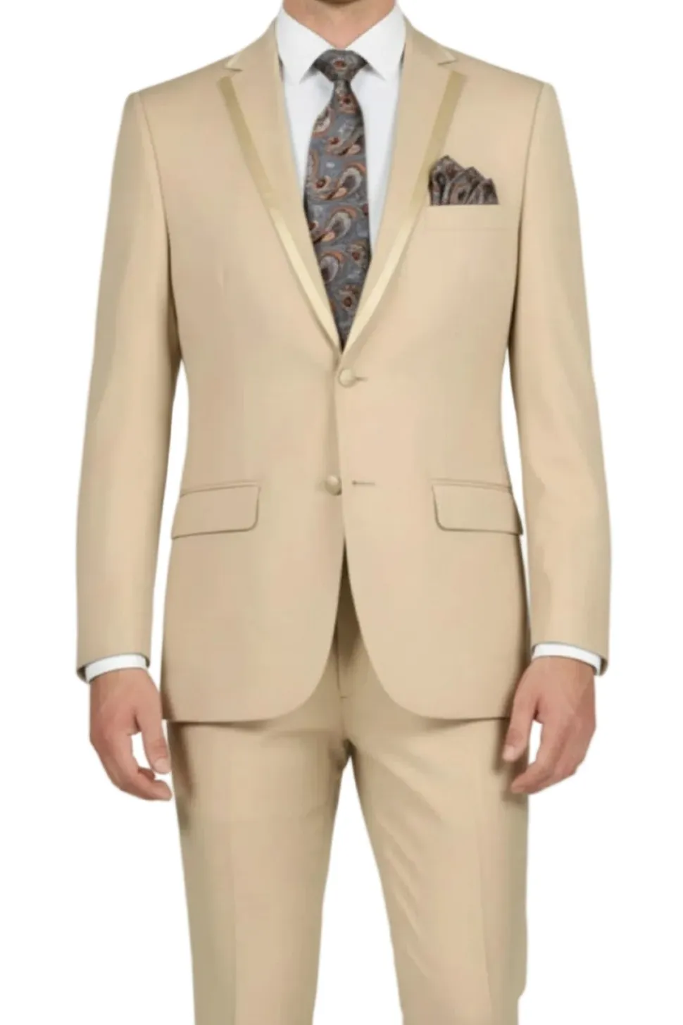 (40S, 42S) Slim Fit 2 Piece Beige Tuxedo