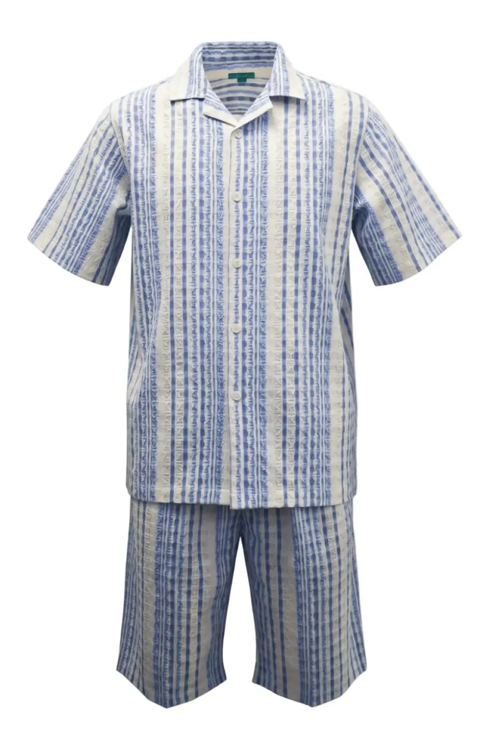 Stacy Adams - Blue Seersucker Short Walking Suit Set