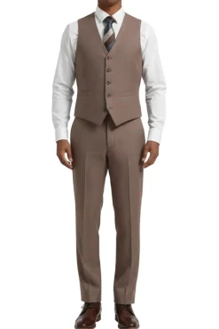 Stacy Adams - Brown Hybrid Fit Plaid 3 Piece Suit With Expandable Waist Band