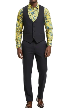 Stacy Adams - Dark Gray 3 Piece Hybrid Fit Suit With Expandable Waist Band