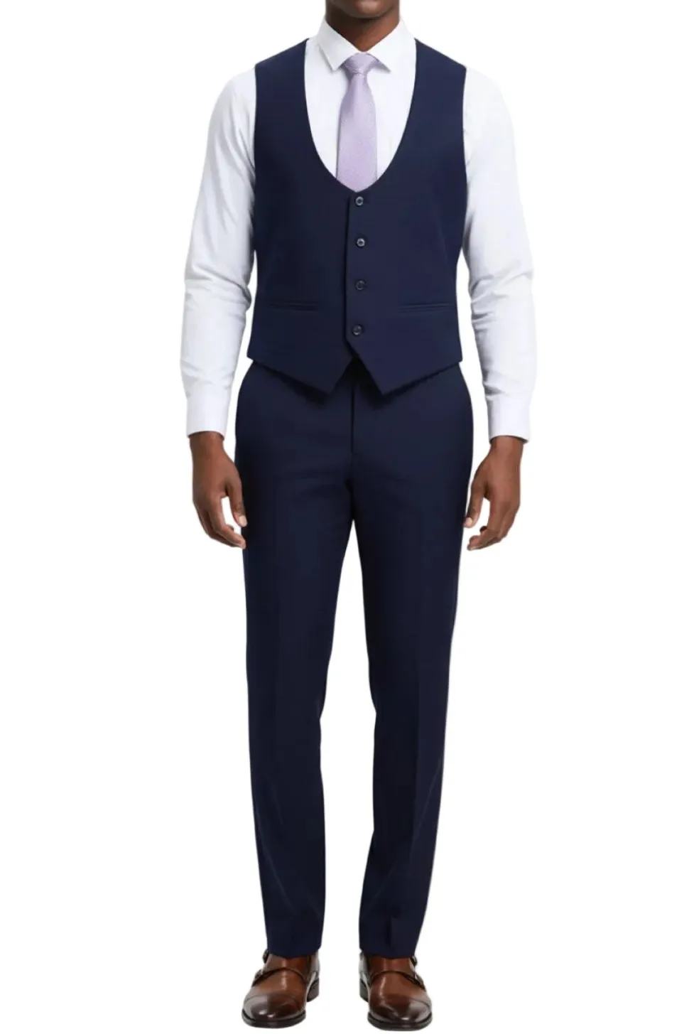 Stacy Adams - Navy 3 Piece Hybrid Fit Suit With Expandable Waist Band