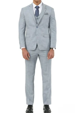 Stacy Adams - 3 Piece Hybrid Fit Notch Lapel Suit in Light Blue