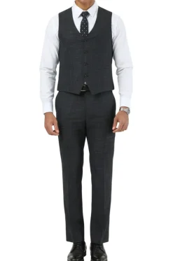 Stacy Adams - 3 Piece Hybrid Fit Notch Lapel Suit in Black