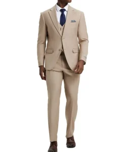 Stacy Adams - 3 Piece Hybrid Fit Suit in Tan