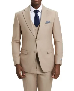 Stacy Adams - 3 Piece Hybrid Fit Suit in Tan