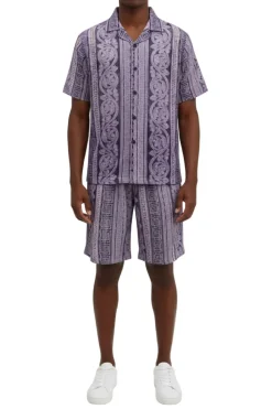 Stacy Adams - Purple Vertical Paisley Short Walking Suit Set