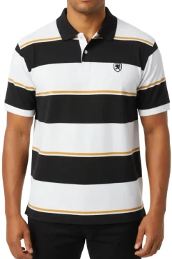 Stacy Adams - Striped White Cotton Polo Shirt