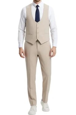 Stacy Adams - Tan 3 Piece Hybrid Fit Suit With Expandable Waist Band