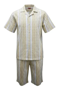 Stacy Adams - Tan Seersucker Short Walking Suit Set