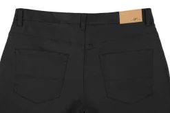 Stretch Cotton Flat Front Pants Straight Legs in Black
