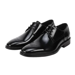 Toby Collection - Black Medallion Toe Lace-Up Dress Shoes