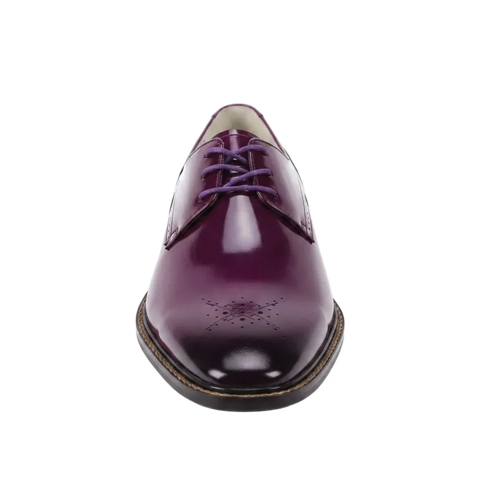Toby Collection - Purple Medallion Toe Lace-Up Dress Shoes