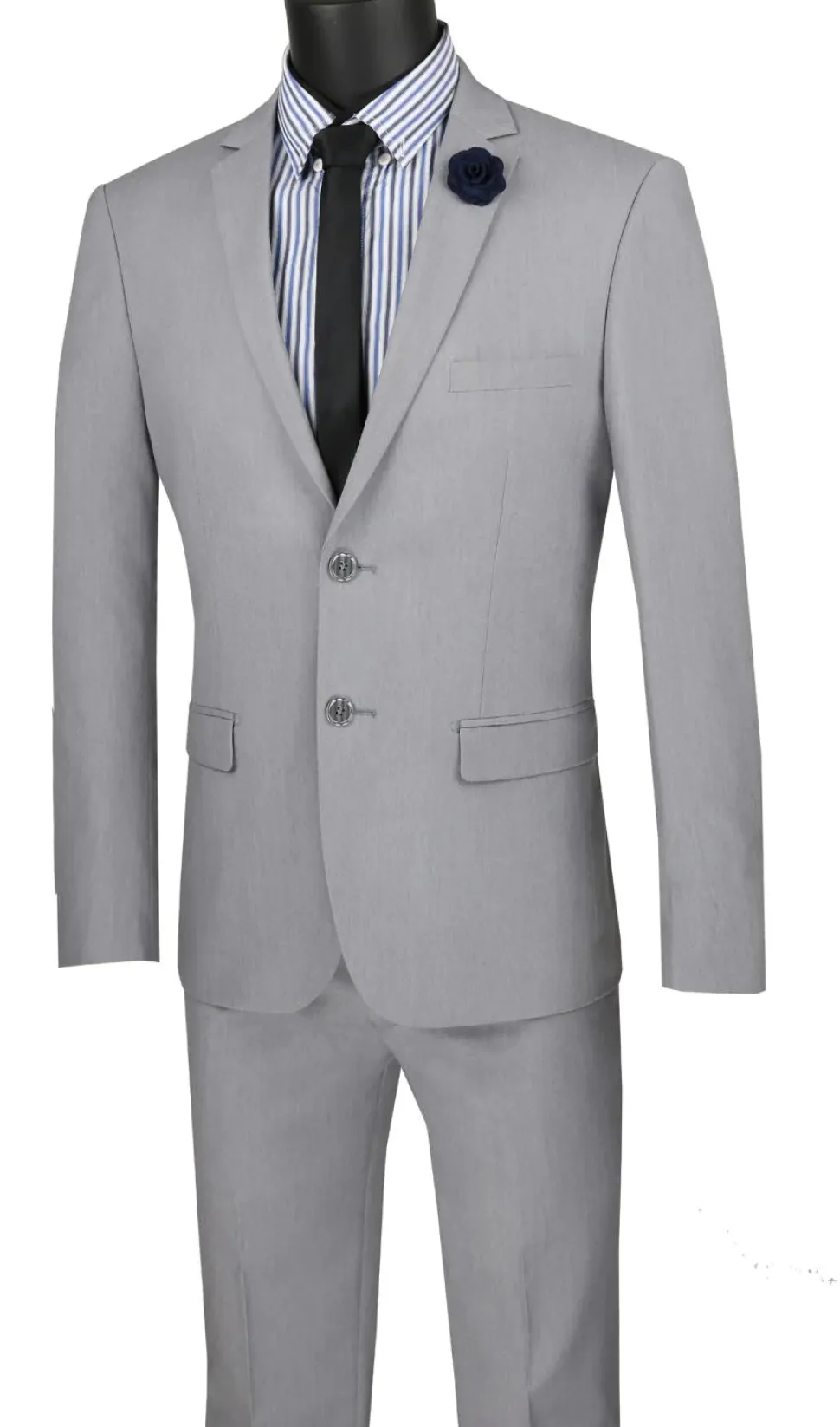 Ultra Slim Fit 2 Piece Suit Stretch Fabric in Solid Gray