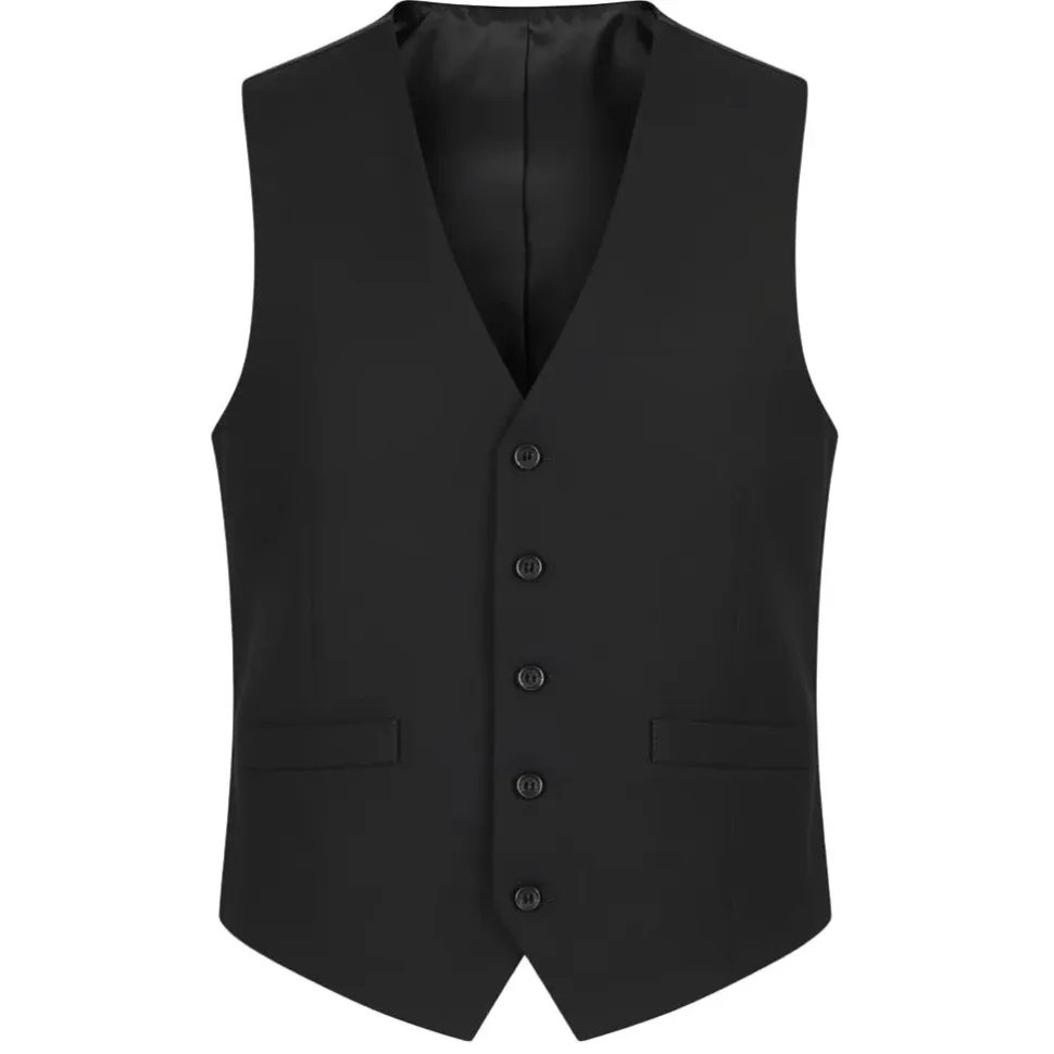 Vanderbilt Collection - Classic Dress Vest 5 Buttons Regular Fit In Black