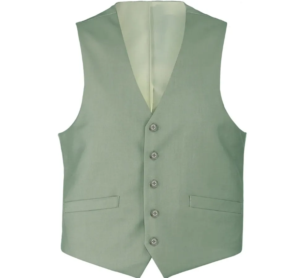 Vanderbilt Collection - Classic Dress Vest 5 Buttons Regular Fit In Sage