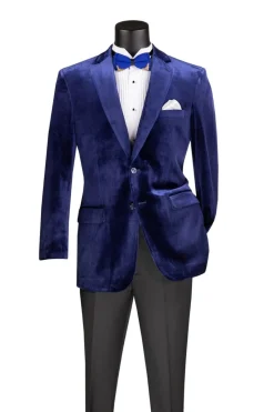Velvet Regular Fit Fashion Jacket in Sapphire