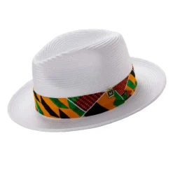 White Braided Fedora Geometric Pattern Band