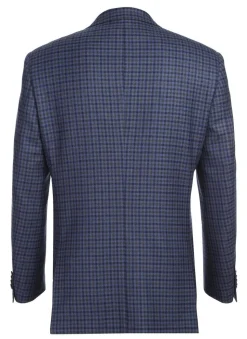 Wool Blend Blue Regular Fit Mini Check Pattern Sports Coat